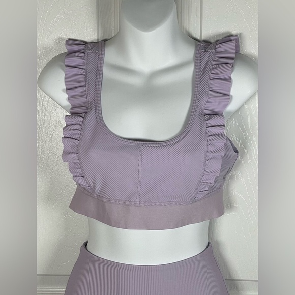 Free People Ruffle Me Up Yoga Leggings Set Top- Medium Bottoms-XS Lavender - Picture 8 of 15